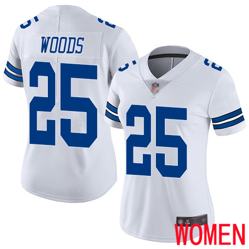 Women Dallas Cowboys Limited White Xavier Woods Road #25 Vapor Untouchable NFL Jersey->women nfl jersey->Women Jersey